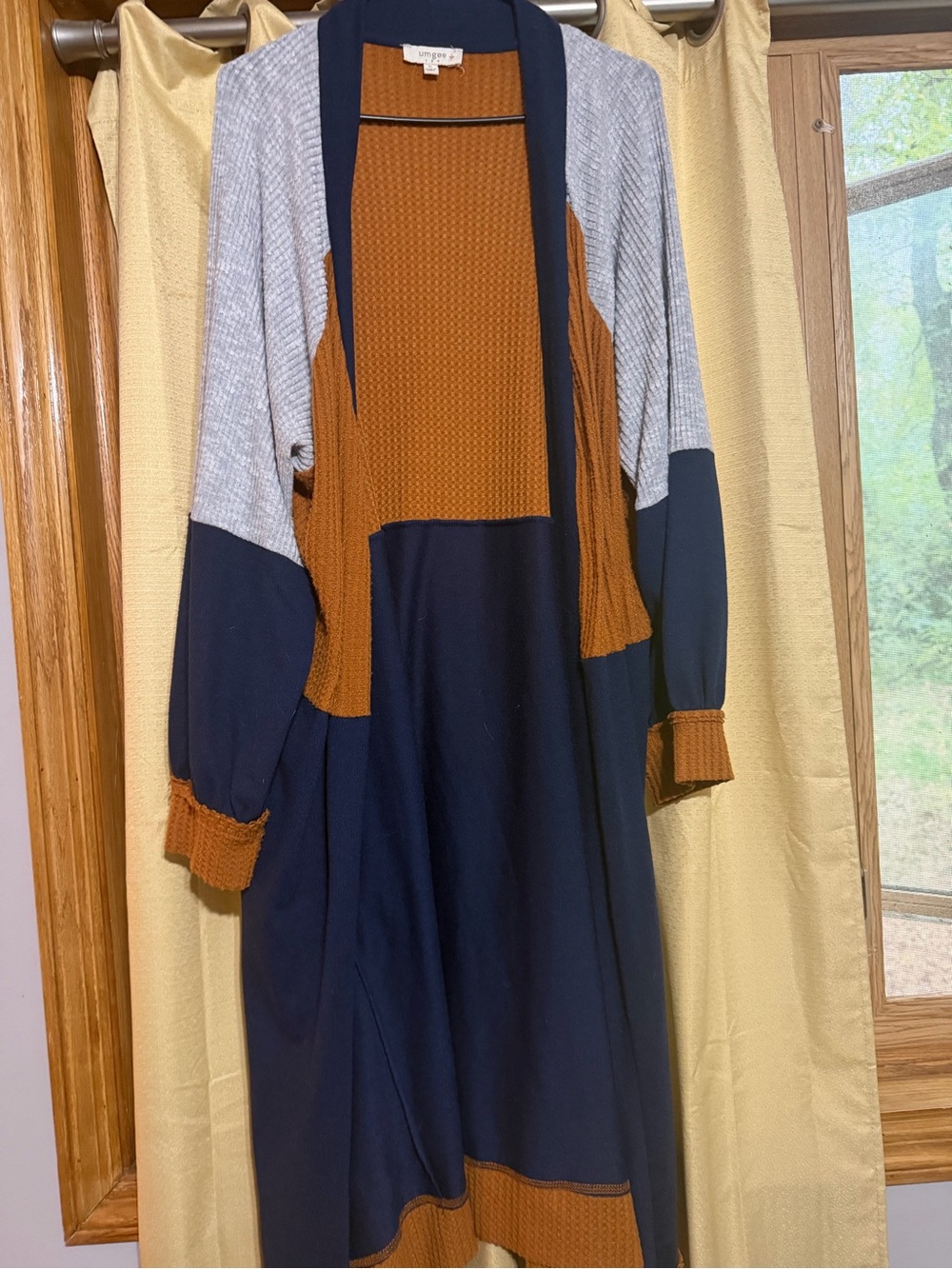 Colorblock Navy and Rust duster cardigan